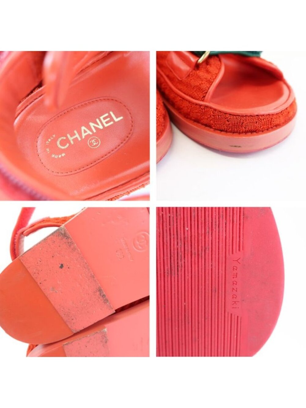 Chanel Sports Sandals Red Multicolor 36 Leather CC - Picture 8 of 10